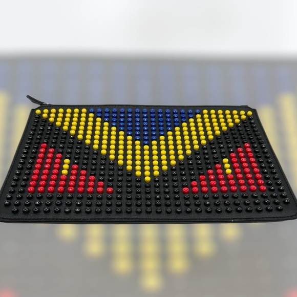 Fendi Monster Studs Leather Clutch Leather Bag Multicolor Rare LARGE Limited Ed - Picture 4 of 16